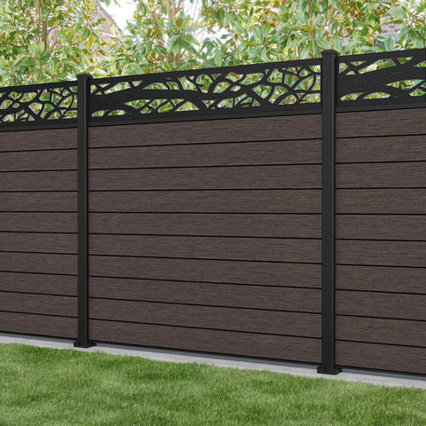 Fusion Twilight Fence Panel - Mid Brown - with our aluminium posts