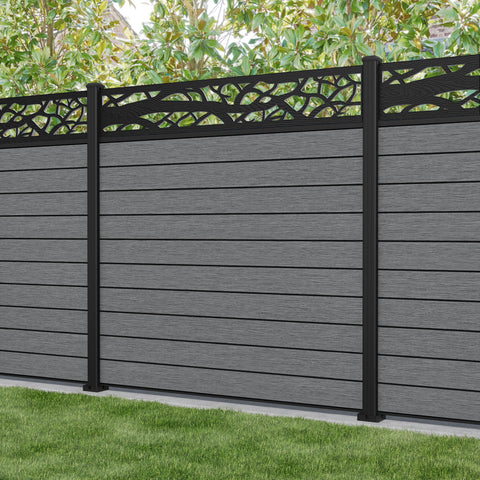 Fusion Twilight Fence Panel - Mid Grey - with our aluminium posts