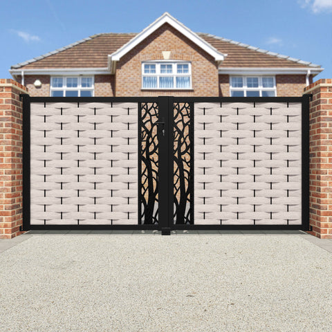 Ripple Twilight Straight Top Driveway Gate - Mid Stone - Middle Screen