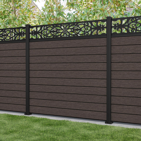 Fusion Windsor Fence Panel - Mid Brown - with our aluminium posts