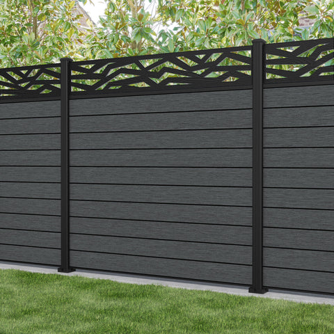 Fusion Zenith Fence Panel - Dark Grey - with our aluminium posts