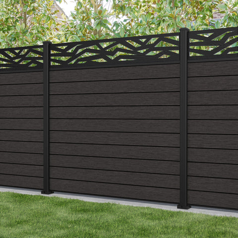 Fusion Zenith Fence Panel - Dark Oak - with our aluminium posts