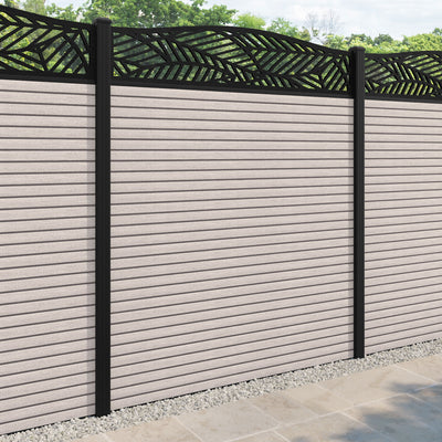 Hudson Habitat Curved Top Fence Panel - Mid Stone - with our aluminium ...