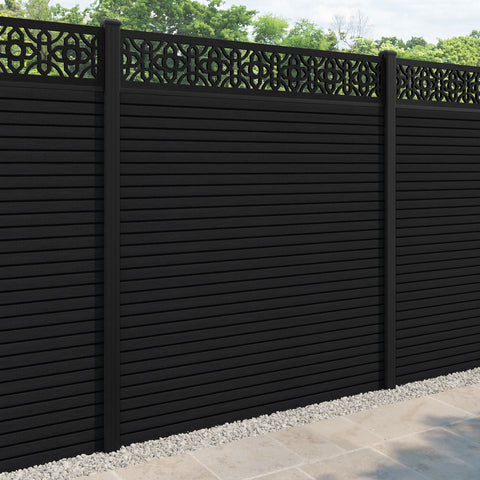 Hudson Nabila Fence Panel - Black - with our aluminium posts