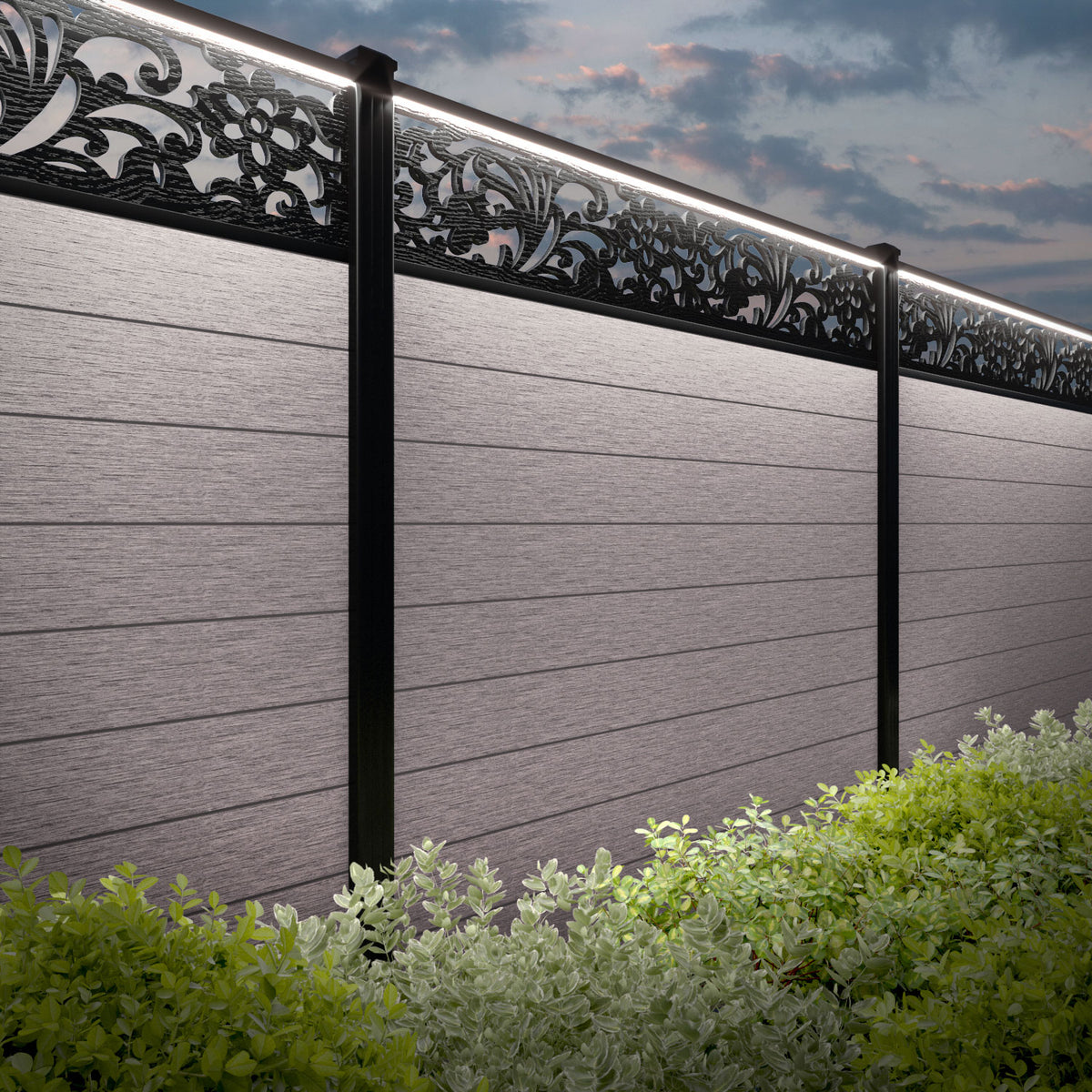 Fusion Eden Fence Panel - Mid Stone - with our composite posts ...