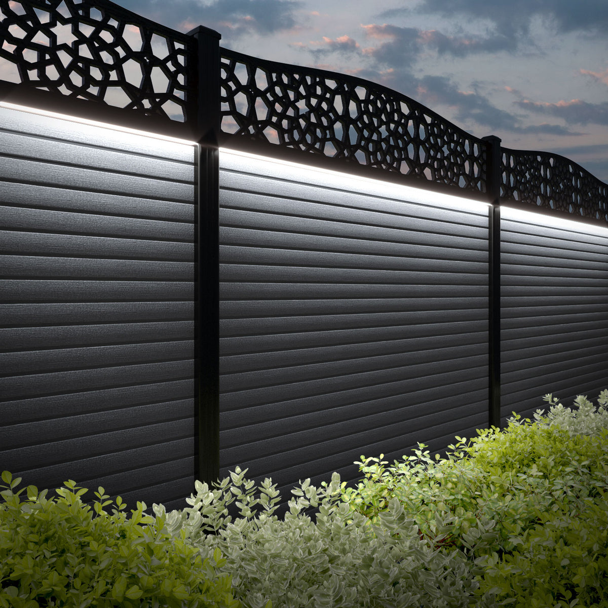 Hudson Nazira Curved Top Fence Panel - Anthracite - with our composite ...