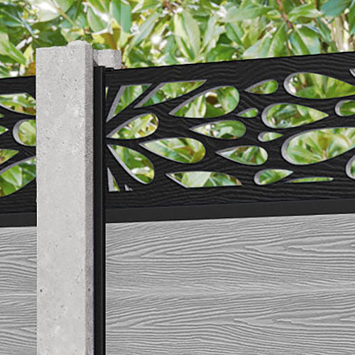 Classic Blossom Fence Panel - Light Grey - for existing concrete posts ...