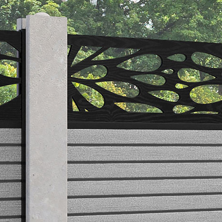 Hudson Blossom Fence Panel - Light Grey - For Existing Concrete Posts 