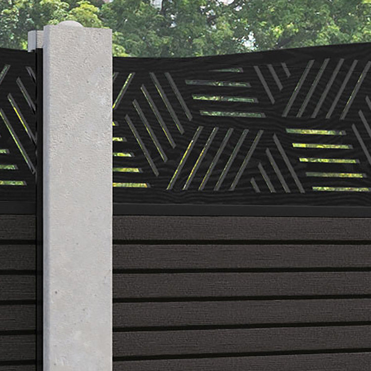 Hudson Cubed Curved Top Fence Panel - Dark Oak - for existing concrete ...