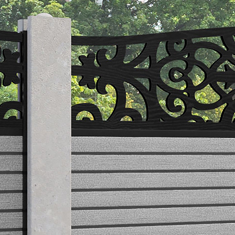 Hudson Windsor Curved Top Fence Panel - Light Grey - for existing conc ...