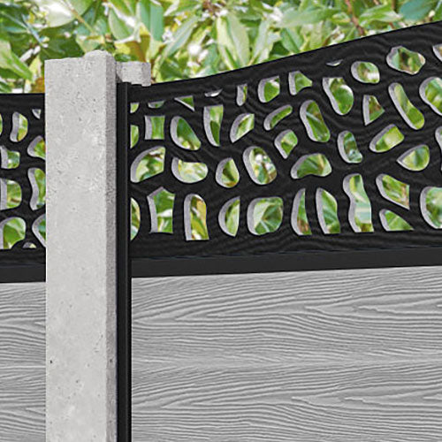 Classic Pebble Curved Top Fence Panel - Light Grey - for existing conc ...