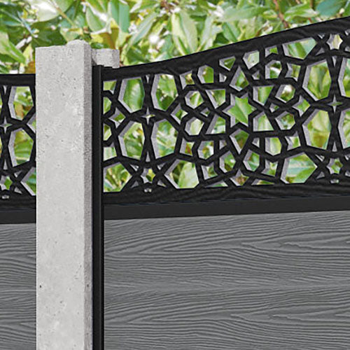 Classic Nazira Curved Top Fence Panel - Mid Grey - for existing concre ...