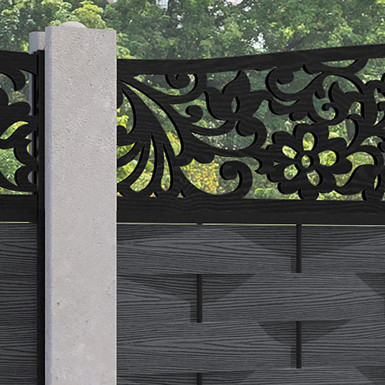 Ripple Eden Curved Top Fence Panel - Dark Grey - for existing concrete ...