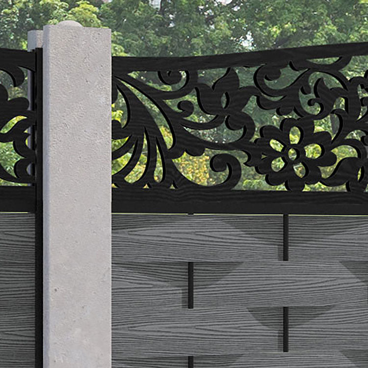 Ripple Eden Curved Top Fence Panel - Mid Grey - for existing concrete ...