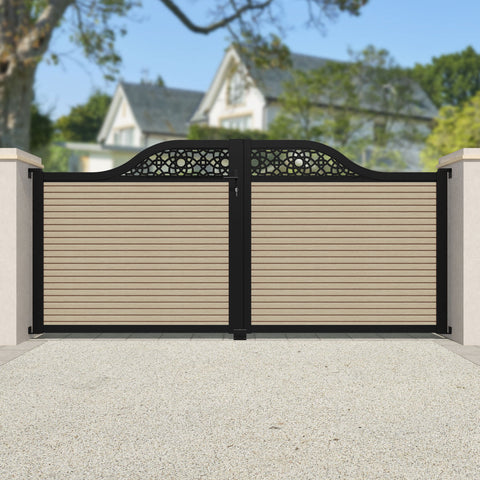 Hudson Ambar Curved Top Driveway Gate - Light Oak- Top Screen