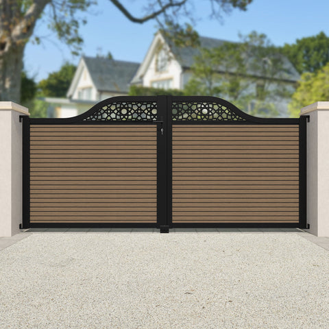 Hudson Ambar Curved Top Driveway Gate - Teak - Top Screen