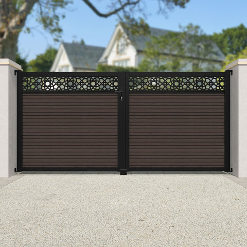 Hudson Ambar Straight Top Driveway Gate - Mid Brown - Top Screen