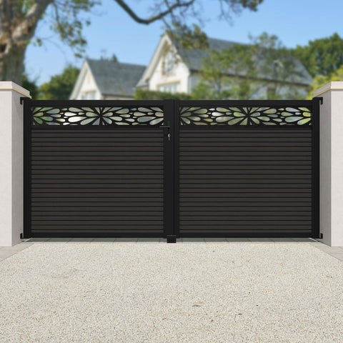 Hudson Blossom Straight Top Driveway Gate - Dark Oak - Top Screen