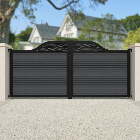 Hudson Cubed Curved Top Driveway Gate - Dark Grey - Top Screen