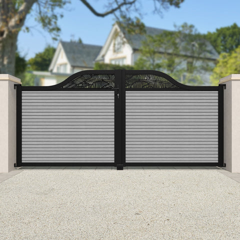 Hudson Feather Curved Top Driveway Gate - Light Grey - Top Screen