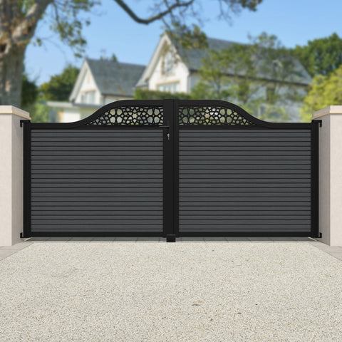 Hudson Nazira Curved Top Driveway Gate - Dark Grey - Top Screen