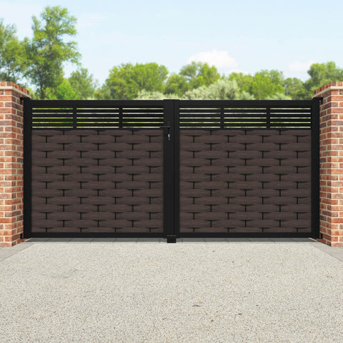 Ripple Aspen Straight Top Driveway Gate - Mid Brown - Top Screen