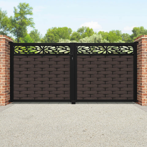 Ripple Blossom Straight Top Driveway Gate - Mid Brown - Top Screen