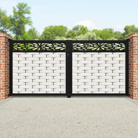 Ripple Blossom Straight Top Driveway Gate - Light Stone - Top Screen