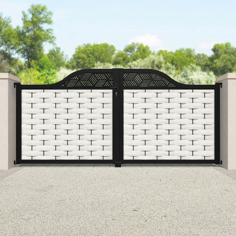 Ripple Cubed Curved Top Driveway Gate - Light Stone - Top Screen