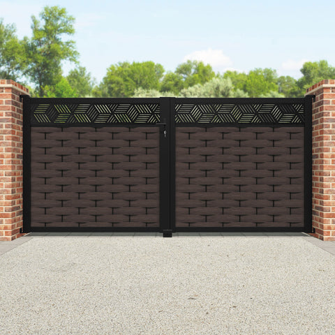 Ripple Cubed Straight Top Driveway Gate - Mid Brown - Top Screen