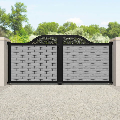 Ripple Feather Curved Top Driveway Gate - Light Grey - Top Screen