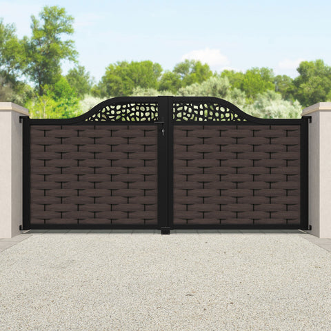 Ripple Pebble Curved Top Driveway Gate - Mid Brown - Top Screen