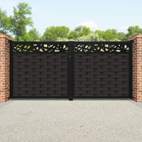 Ripple Prism Straight Top Driveway Gate - Dark Oak - Top Screen