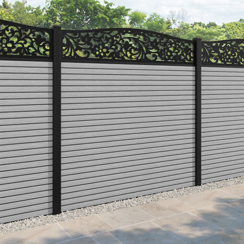 Hudson Eden Curved Top Fence Panel - Light Grey - with our aluminium posts