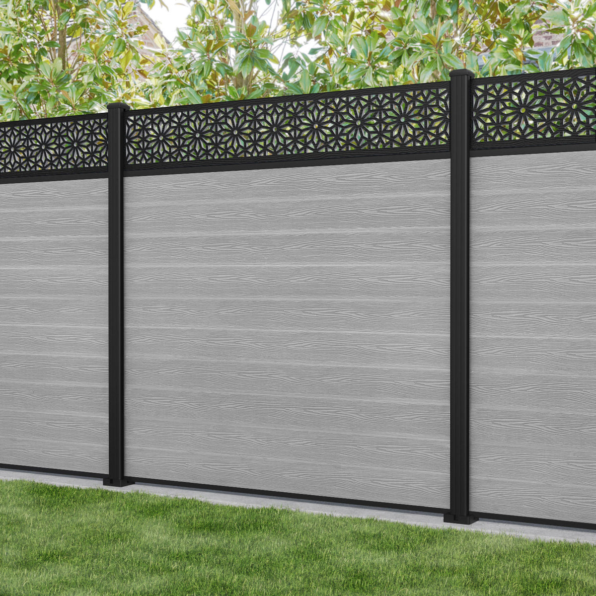 Classic Narwa Fence Panel - Light Grey - with our aluminium posts ...