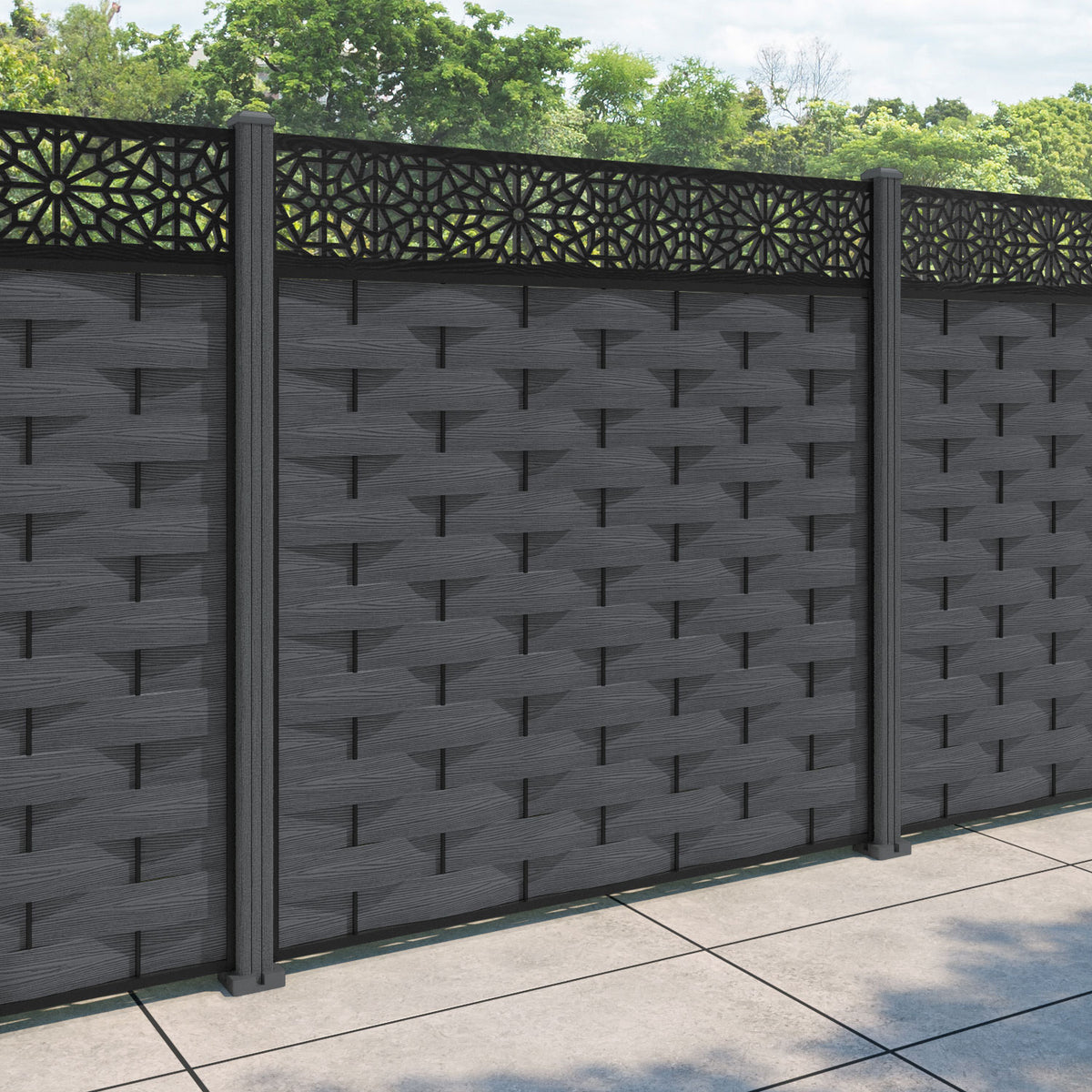 Ripple Alnara Fence Panel - Dark Grey - with our composite posts ...