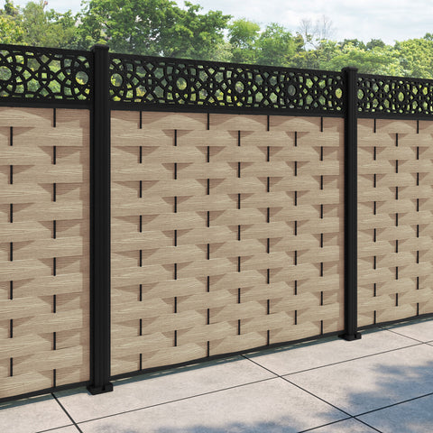 Ripple Ambar Fence Panel - Light Oak - with our aluminium posts