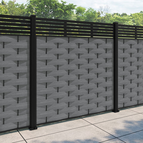 Ripple Aspen Fence Panel - Mid Grey - with our aluminium posts