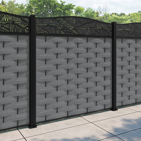 Ripple Feather Curved Top Fence Panel - Mid Grey - with our aluminium posts