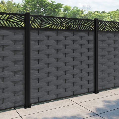 Ripple Habitat Fence Panel - Dark Grey - with our aluminium posts