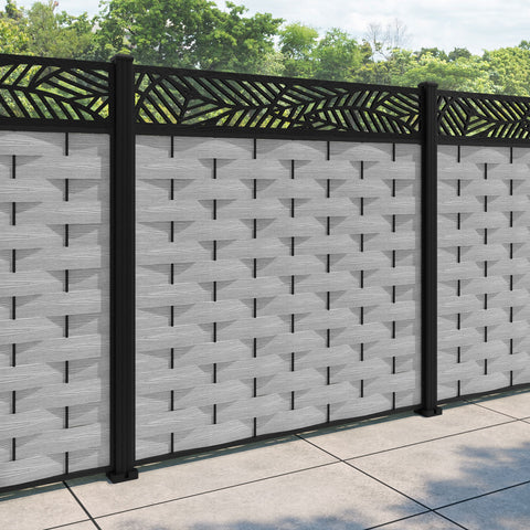 Ripple Habitat Fence Panel - Light Grey - with our aluminium posts
