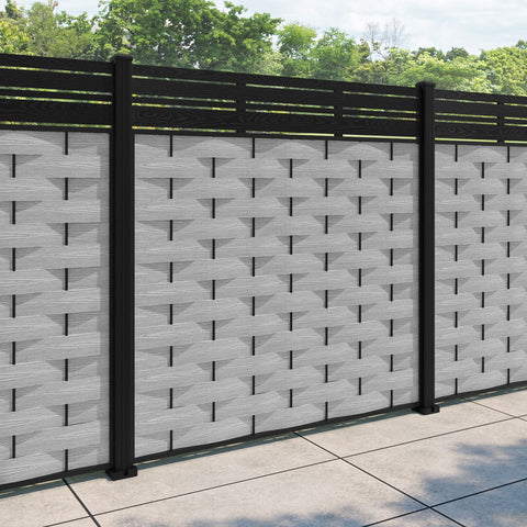 Ripple Linea Fence Panel - Light Grey - with our aluminium posts