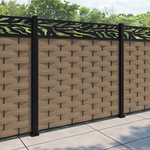 Ripple Malawi Fence Panel - Teak - with our aluminium posts