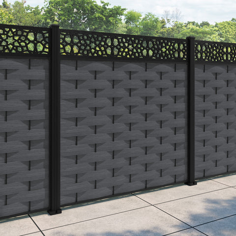 Ripple Nazira Fence Panel - Dark Grey - with our aluminium posts
