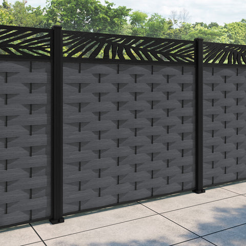 Ripple Palm Fence Panel - Dark Grey - with our aluminium posts