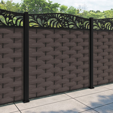 Ripple Petal Curved Top Fence Panel - Mid Brown - with our aluminium posts