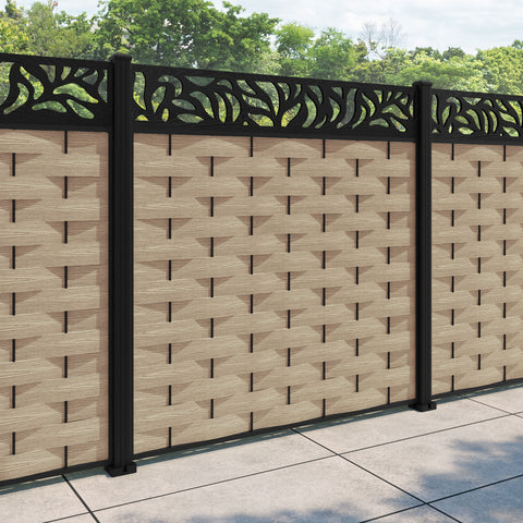 Ripple Plume Fence Panel - Light Oak - with our aluminium posts