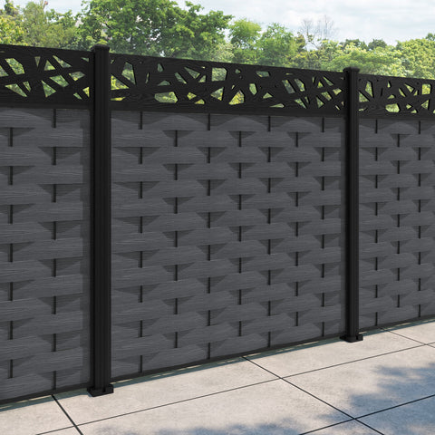 Ripple Prism Fence Panel - Dark Grey - with our aluminium posts