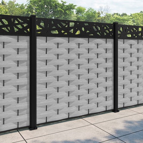 Ripple Prism Fence Panel - Light Grey - with our aluminium posts