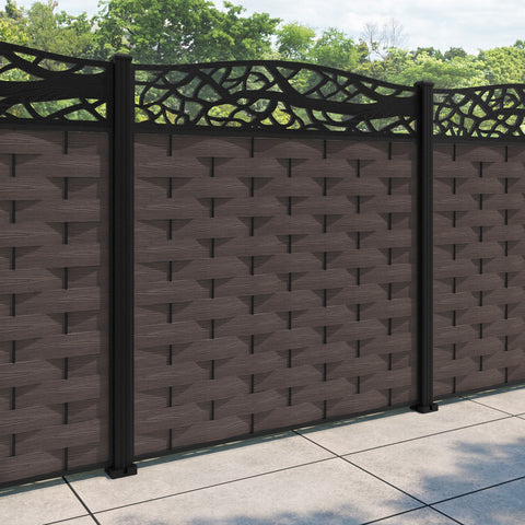 Ripple Twilight Curved Top Fence Panel - Mid Brown - with our aluminium posts